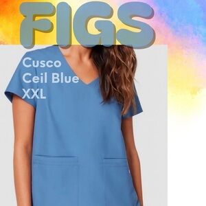 BUNDLE (2 pieces) - Figs Women's Ceil Blue Scrub Tops
